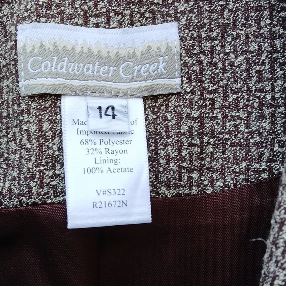 Coldwater Creek Beige Tweed Blazer Vintage Sz 14 EUC